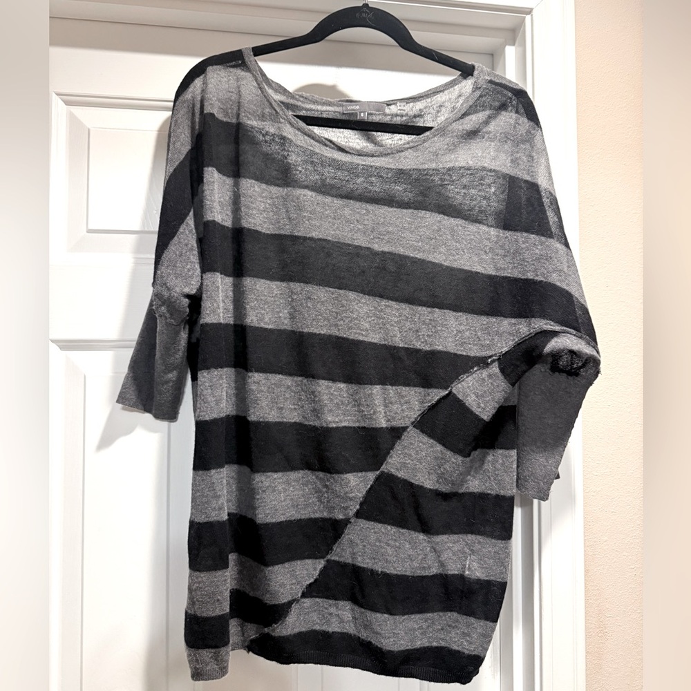 EUC VINCE wool blend striped Gray and Black sweater- small